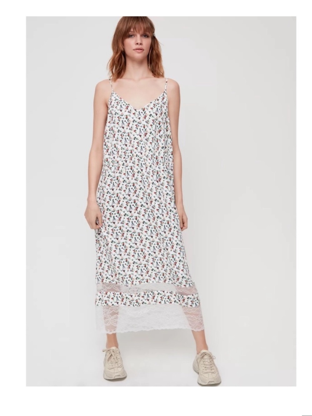 NWOT Aritzia Little Moon Aurora Floral Slip Dress with Lace Trim